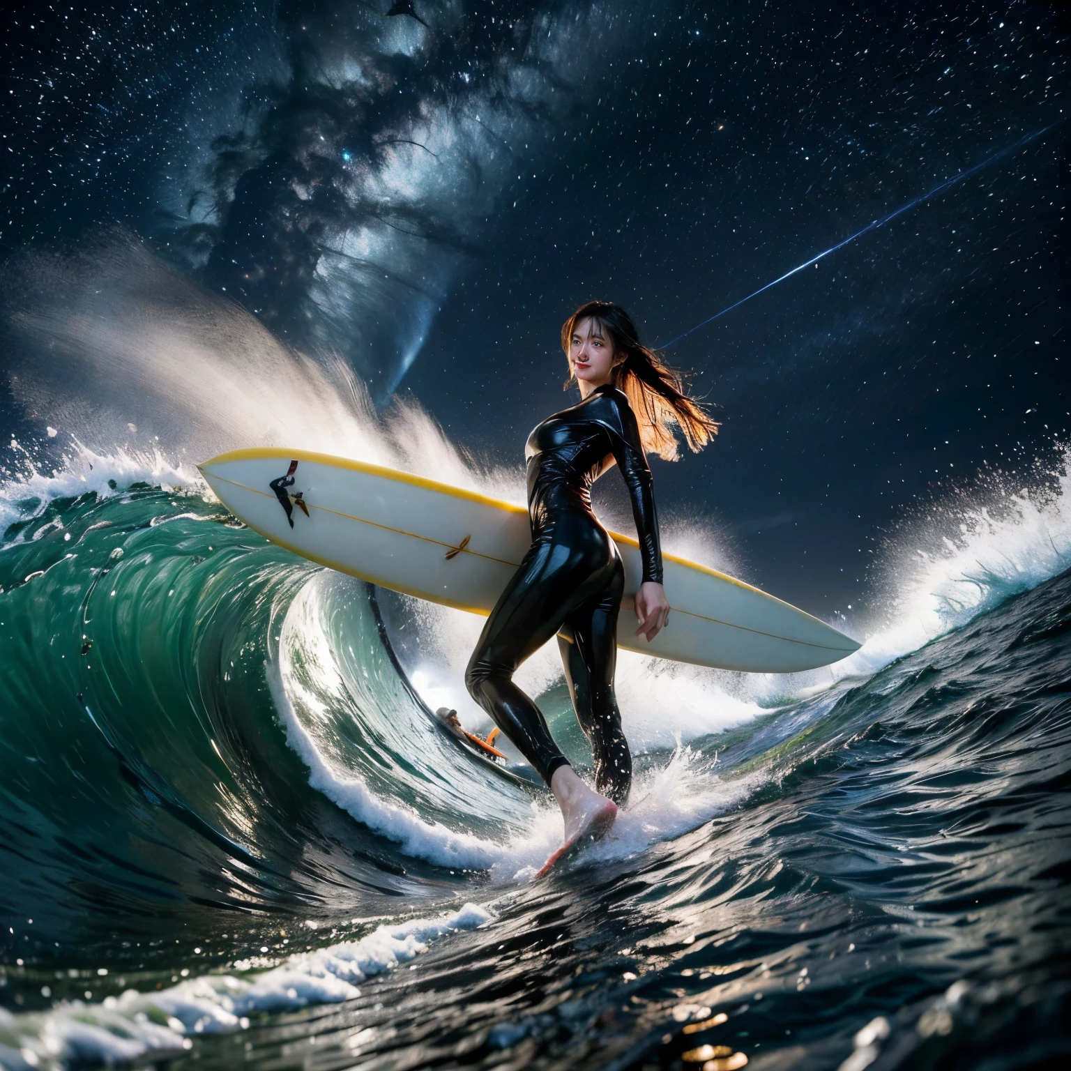 (ZoomedOut:1.28, Wide-shot) ZoomLayer (Epic photo of surfer magazine:1.37). (Full of Water, Everything Wetted:1.4) WetHair (extremely detailed Cute Girl in RED)(SparklingHighlights:1.28), Dynamic Joyful Expressions LifeLike Rendering (ManoErina:1.0) . Overflowing Gigantic Sideboob (Clearly Visible Beautiful Breast to Buttocks Line) Tiny and Roundly Butt, Detailed wet clothing texture, (Sloppy Surfboard:-1.2) Riding on waves, Sparkling water, TyndallEffect(Starry Water Particles:1.32), Whole Body proportions and all limbs are anatomically accurate