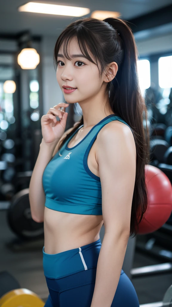 (8k, RAW Photos, Highest quality, masterpiece:1.3), (Realistic, photo-Realistic:1.4), (非常に詳細な8k壁紙), Sharp focus, Written boundary depth,
Japanese Idols,very cute,(Baby Face),Training wear, Look at us and laugh, Upper Body, Highly detailed face and eyes,((Glowing Skin:1.2)), Cinema Lighting, Soft Light, Blur the background, Bokeh,(Gym, Modern, stylish, Glass Wall, Open space:1.2)