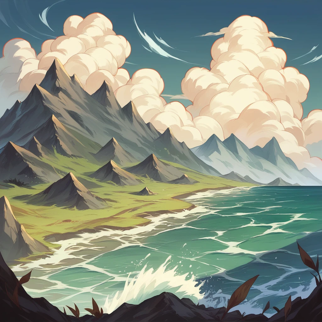 river,Illustration style,tide,Dams on both sides,Yangtze,wave,Rough Seas,dark clouds