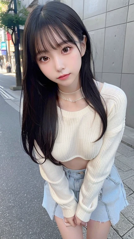 ((The photo shows her from the knees up.))、、blush,Long white hair、Arms are turned behind the back、Are standing、 open your legs、,(color々Wearing a sexy outfit),choker,loafers、、Belly button、Hips、Street,(8k, RAW Photos, Highest quality, The pieces fly:1.2), (reality, Realistic:1.4), (非常に詳細な8k壁紙), Sharp focus, Depth of written border, Cinema Lighting, Soft Light, Detailed beauty eyes,Asymmetrical bangs, Glowing Skin, Highly detailed skin ,High resolution, Attention to detail, Detailed hairstyle, Detailed beauty face, Hyper Real, Perfect limbs, Perfect Anatomy ,1 Japanese girl,Famous Japanese Idols, Perfect female body,A shy smile,Long eyelashes,double eyelid,Look straight here、Street,Stand up straight and face me,,look straight at me,,Small breasts
