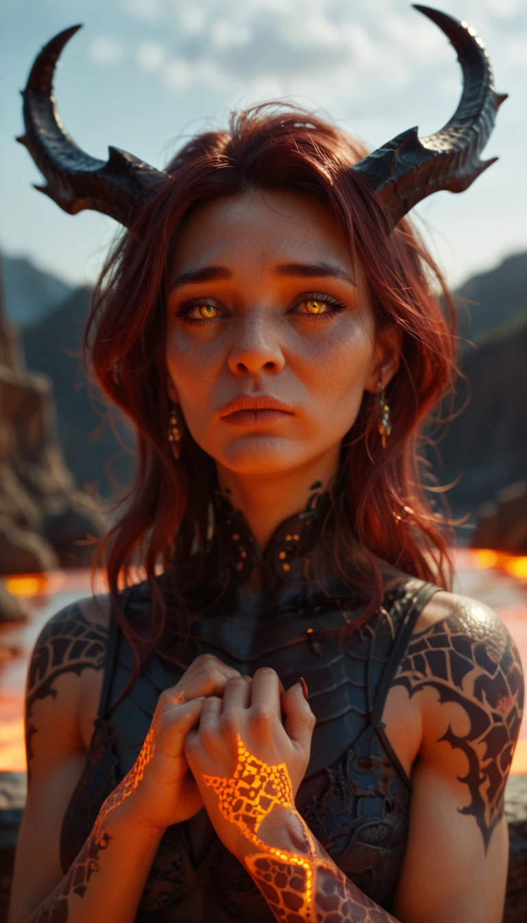(zPDXL2), score_9, score_8_up, score_7_up, source_anime, 2d, 

score_9, score_8_up, ((adult)), (dragon:1.2), mature, (female), body in frame, (lava glowing tattoos, red hair, horns, skale skin, black scales, perfect body), sweet face, shy face, delicate face, shy face expression, solo, fashion model, fashion pose, excellent body, (focus), beautiful

AissistXLv2, unaestheticXL_bp5, SimplePositiveXLv2, zPDXL2 PonyXLV6_Scores