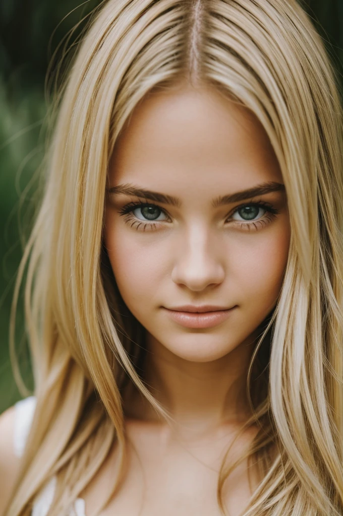 Portrait of a beautiful 18 year old blonde girl identical to Melanie Grifit