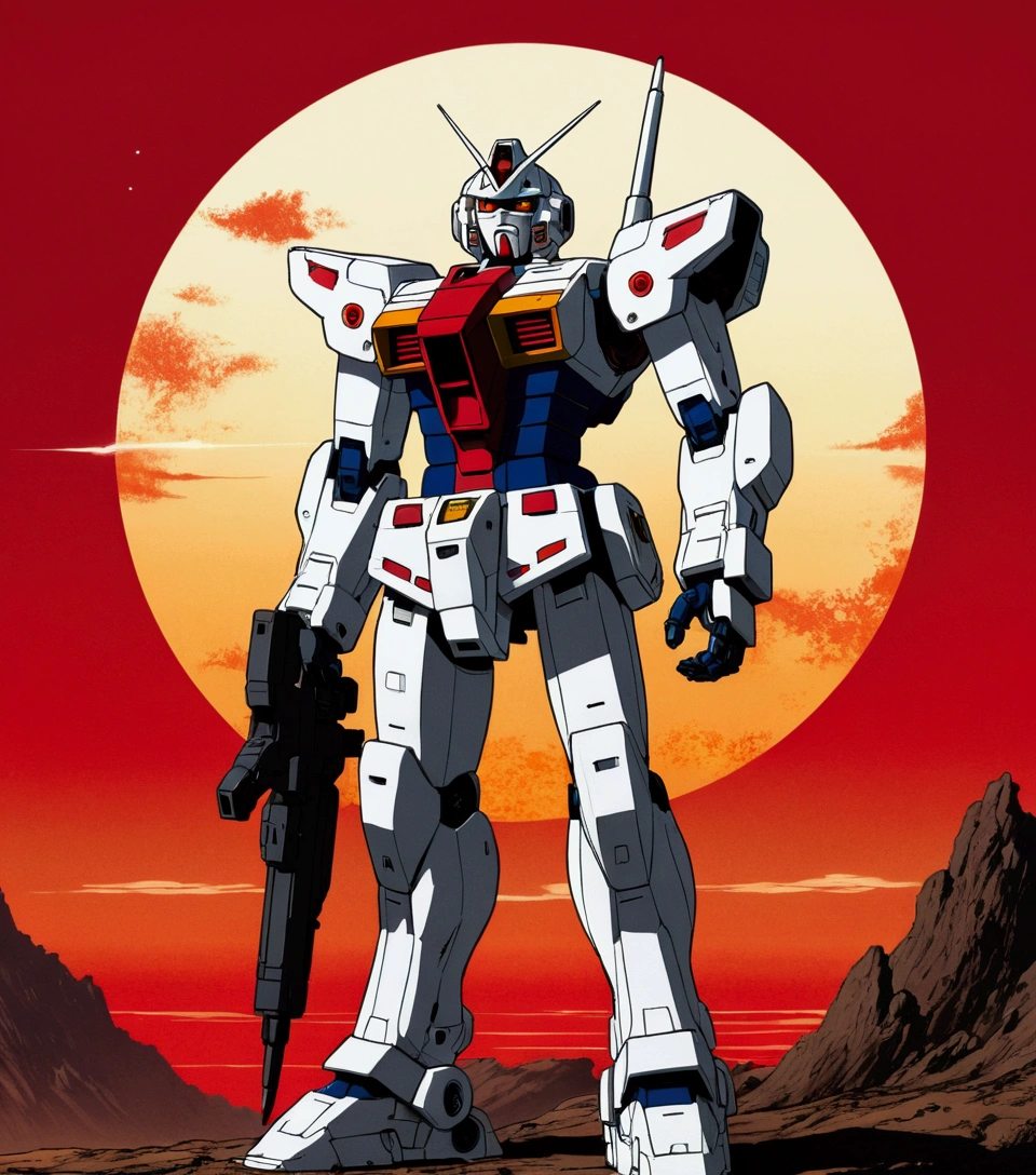 Gundam, arafed image of a robot standing in front of a red sun, mecha asthetic, mecha inspired, japanese mecha, mecha art, painterly humanoid mecha, alexandre ferra white mecha, mecha warrior, trash polka, cyborg samurai, anime mecha aesthetic, mecha human, cool mecha style, mecha suit