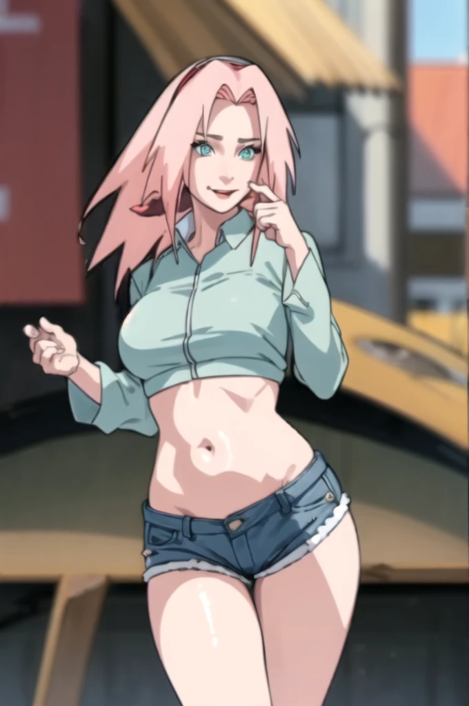 (day:1.7), outdoor, Street,cyberpunk_City View, (very detailed background),
dynamic pose, , dynamic angle,
rosa_eyes, rosa_hair,two tails, hair ribbon,
dakinis, (((Dark_fur, improve, jewelry,Short shirt, denim shorts))), belly button cutout, ((under the chest)),
1 girl, 20 years,mature woman,beautiful Finger,beautiful long legs,beautiful body,beautiful Nose, Perfect eyes, perfect face,(beautiful detailed aqua eyes),((mature woman:1.1)),((milf:1.1)),make up,Chapped lips,(shiny fur:1.1),(perfect female body:1.2),(gorgeous detailed fur),(detailed hair),
looking at the viewer, seductive smile,  naughty face,  tongue out,
Ray_tracking,intricate details,depth of field, extremely delicate and beautiful,
(beautiful,big_old:1.4), (beautiful_face:1.5). Se le ve la fur de las tetas por debajo.