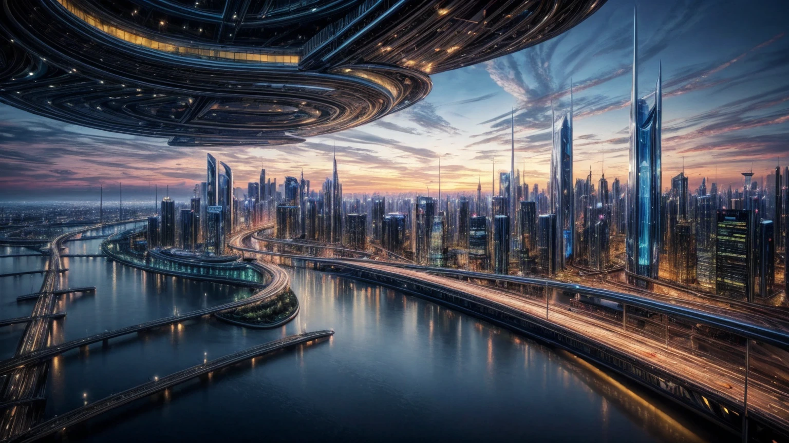 (Best quality,4K,8K,A high resolution,Masterpiece:1.2),Ultra-detailed,(Realistic,Photorealistic,photo-realistic:1.37),Futuristic floating city,Futuristic technology,Huge urban high-tech tablet platform,Airship,Floating in the sky,Futuristic city,Small airships around,High-tech hemispherical platform,Colorful lights,Advanced architecture,modernn architecture,skyscrapper,Access the cloud,Scenic beauty,view over city,Impressive design,Blend seamlessly with nature,energetic and vibrant atmosphere,Futuristic transportation system,Parking is suspended,Transparent path,Lush greenery,Sky gardens,cascading waterfalls,Magnificent skyline,reflections on the water,Sparkling river,Architectural innovation,futuristic skyscrapers,Transparent dome,The shape of the building is unusual,Elevated walkway,Impressive skyline,Glowing lights,Futuristic technology,Minimalist design,Scenic spots,Panoramic view,Cloud Piercing Tower,Vibrant colors,epic sunrise,epic sunset,Dazzling light display,magical ambiance,The future city,Urban Utopia,LuxuryLifestyle,Innovative energy,sustainable development,Smart city technology,Advanced infrastructure,Tranquil atmosphere,Nature and technology live in harmony,Awesome cityscape,Unprecedented urban planning,Architecture connects seamlessly with nature,High-tech metropolis,A cutting-edge engineering marvel,The future of urban living,Visionary architectural concept,Energy-efficient buildings,Harmony with the environment,A city floating above the clouds,Utopian dreams become reality,The possibilities are endless,State-of-the-art transportation network,Green energy integration,Innovative materials,Impressive holographic display,Advanced communication system,Breathtaking aerial view,Quiet and peaceful environment,Modernist aesthetics,Ethereal beauty