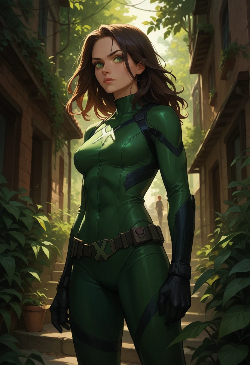 x-23, marvel, 1girl, black_hair, green_eyes, rating_safe, standing,