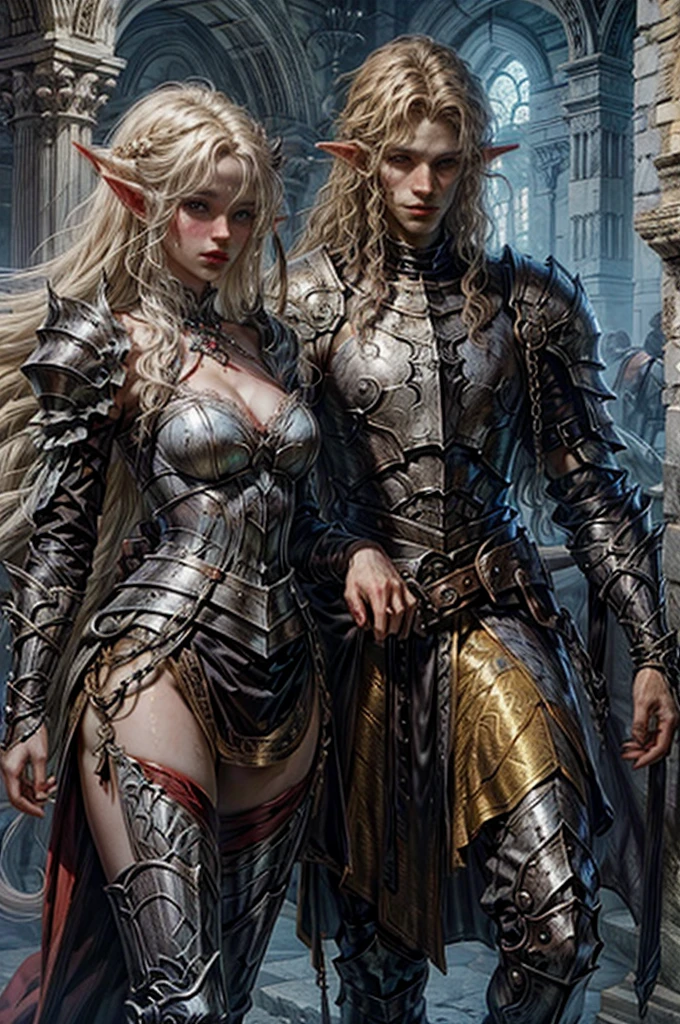 fantasy, a elf paladin girl riding large long mane lion. oil painting