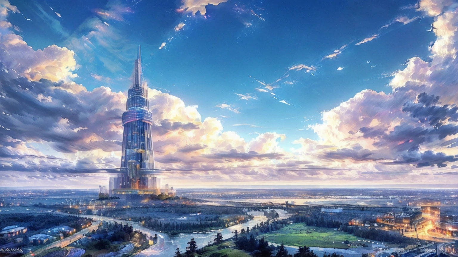 (Best quality,4K,8K,A high resolution,Masterpiece:1.2),Ultra-detailed,(Realistic,Photorealistic,photo-realistic:1.37),Futuristic floating city,Futuristic technology,Huge urban high-tech tablet platform,Airship,Floating in the sky,Futuristic city,Small airships around,High-tech hemispherical platform,Colorful lights,Advanced architecture,modernn architecture,skyscrapper,Access the cloud,Scenic beauty,view over city,Impressive design,Blend seamlessly with nature,energetic and vibrant atmosphere,Futuristic transportation system,Parking is suspended,Transparent path,Lush greenery,Sky gardens,cascading waterfalls,Magnificent skyline,reflections on the water,Sparkling river,Architectural innovation,futuristic skyscrapers,Transparent dome,The shape of the building is unusual,Elevated walkway,Impressive skyline,Glowing lights,Futuristic technology,Minimalist design,Scenic spots,Panoramic view,Cloud Piercing Tower,Vibrant colors,epic sunrise,epic sunset,Dazzling light display,magical ambiance,The future city,Urban Utopia,LuxuryLifestyle,Innovative energy,sustainable development,Smart city technology,Advanced infrastructure,Tranquil atmosphere,Nature and technology live in harmony,Awesome cityscape,Unprecedented urban planning,Architecture connects seamlessly with nature,High-tech metropolis,A cutting-edge engineering marvel,The future of urban living,Visionary architectural concept,Energy-efficient buildings,Harmony with the environment,A city floating above the clouds,Utopian dreams become reality,The possibilities are endless,State-of-the-art transportation network,Green energy integration,Innovative materials,Impressive holographic display,Advanced communication system,Breathtaking aerial view,Quiet and peaceful environment,Modernist aesthetics,Ethereal beauty