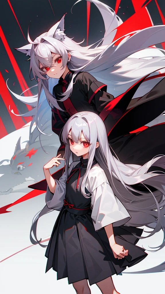 Red eyes, white hair, a scythe bigger than a young girl from hell