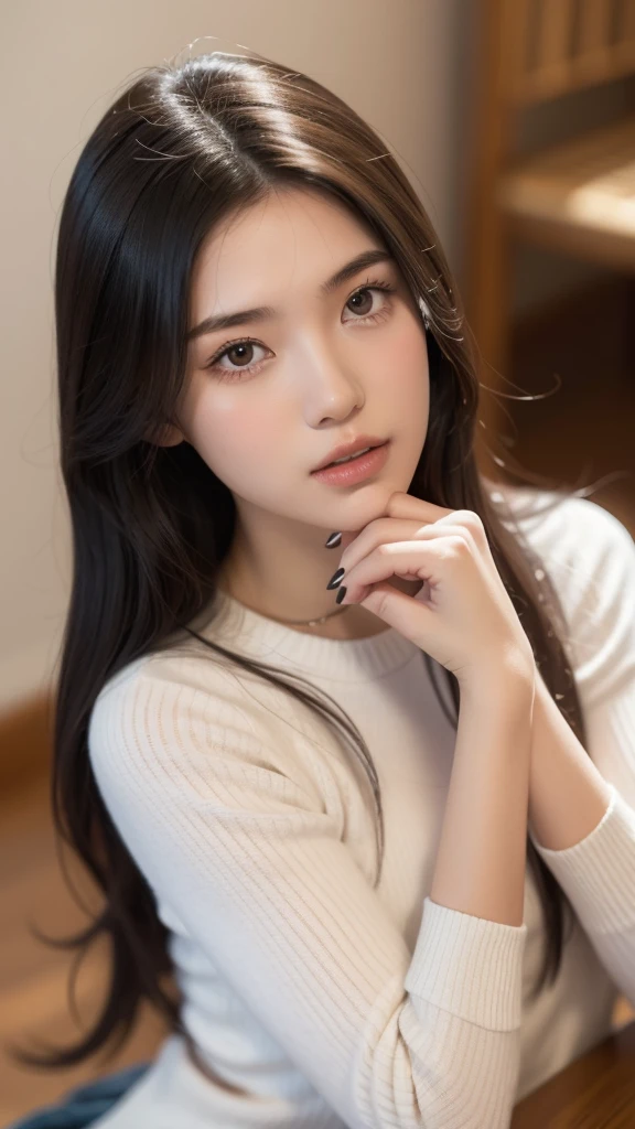 ((Girl wearing women&#39;s gray pants)), ((crop top white)), (Put your hands in your pants pockets), beautiful face, brown eyes, black hair, chapped lips, ((laugh:0.4)), ((looking at viewer)), body is in the center, ((medium chest:1.2)), NSFW, ((background white studio)), (luxurious hair), high bun hair, Nasty eyes, ((women with big butts)), (fore body), (beautiful eyes:1.5), beautiful mouth, beautiful mouth술,sexy model, full body shot