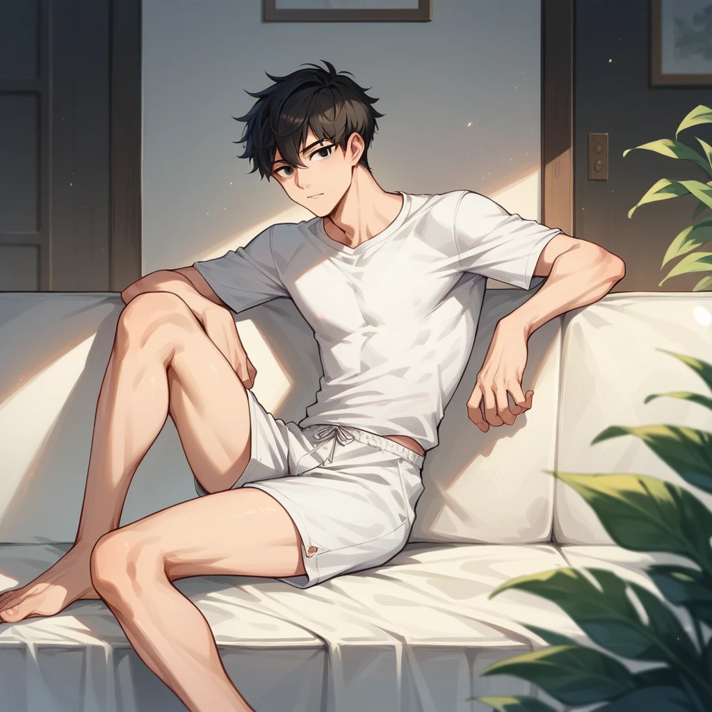 1 boy ,Libido boy,20yr old,Handsome,Raised sexy,k hd, tmasterpiece,8K,White thong,white short socks,massive bulge,A sexy pose,Trembling,full-body view