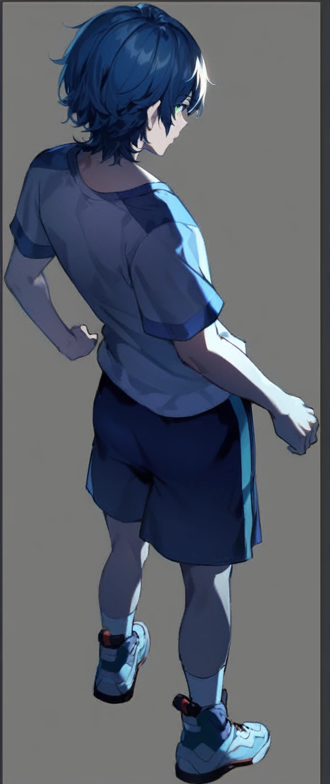 anime boy, Brown hair, Green Eyes, Height: 190cm, Wearing sportswear with a white sports jacket. He is in good shape,He has a brotherly temperament. Give him a confident and caring look.