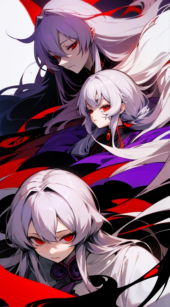 white-haired anime girl and Dark dragon, red eyes, intricate black headdress, pale skin, close-up portrait, side profile, ethereal expression, head, scales, fierce yellow eye, Gothic fantasy theme. Monochromatic color palette with red accents, Digital art, highly detailed, intricate linework, Anime style with realistic elements, Dramatic contrast between light and shadow,