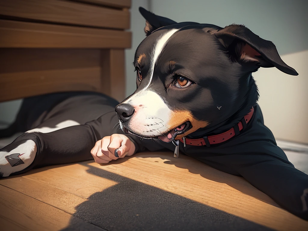 Staffies dog in attitude mood