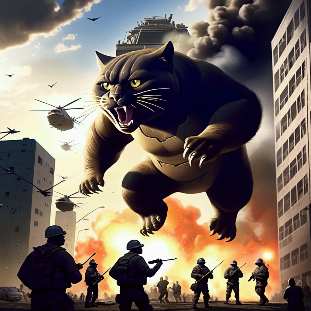 Catzilla messing the city