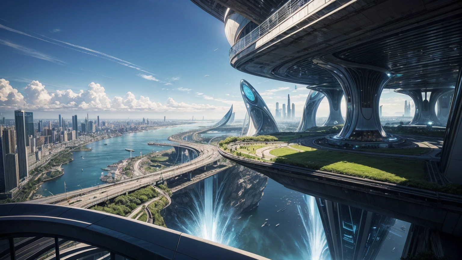 (Best quality,4K,8K,A high resolution,Masterpiece:1.2),Ultra-detailed,(Realistic,Photorealistic,photo-realistic:1.37),Futuristic floating city,Futuristic technology,Huge urban high-tech tablet platform,Airship,Floating in the sky,Futuristic city,Small airships around,High-tech hemispherical platform,Colorful lights,Advanced architecture,modernn architecture,skyscrapper,Access the cloud,Scenic beauty,view over city,Impressive design,Blend seamlessly with nature,energetic and vibrant atmosphere,Futuristic transportation system,Parking is suspended,Transparent path,Lush greenery,Sky gardens,cascading waterfalls,Magnificent skyline,reflections on the water,Sparkling river,Architectural innovation,futuristic skyscrapers,Transparent dome,The shape of the building is unusual,Elevated walkway,Impressive skyline,Glowing lights,Futuristic technology,Minimalist design,Scenic spots,Panoramic view,Cloud Piercing Tower,Vibrant colors,epic sunrise,epic sunset,Dazzling light display,magical ambiance,The future city,Urban Utopia,LuxuryLifestyle,Innovative energy,sustainable development,Smart city technology,Advanced infrastructure,Tranquil atmosphere,Nature and technology live in harmony,Awesome cityscape,Unprecedented urban planning,Architecture connects seamlessly with nature,High-tech metropolis,A cutting-edge engineering marvel,The future of urban living,Visionary architectural concept,Energy-efficient buildings,Harmony with the environment,A city floating above the clouds,Utopian dreams become reality,The possibilities are endless,State-of-the-art transportation network,Green energy integration,Innovative materials,Impressive holographic display,Advanced communication system,Breathtaking aerial view,Quiet and peaceful environment,Modernist aesthetics,Ethereal beauty