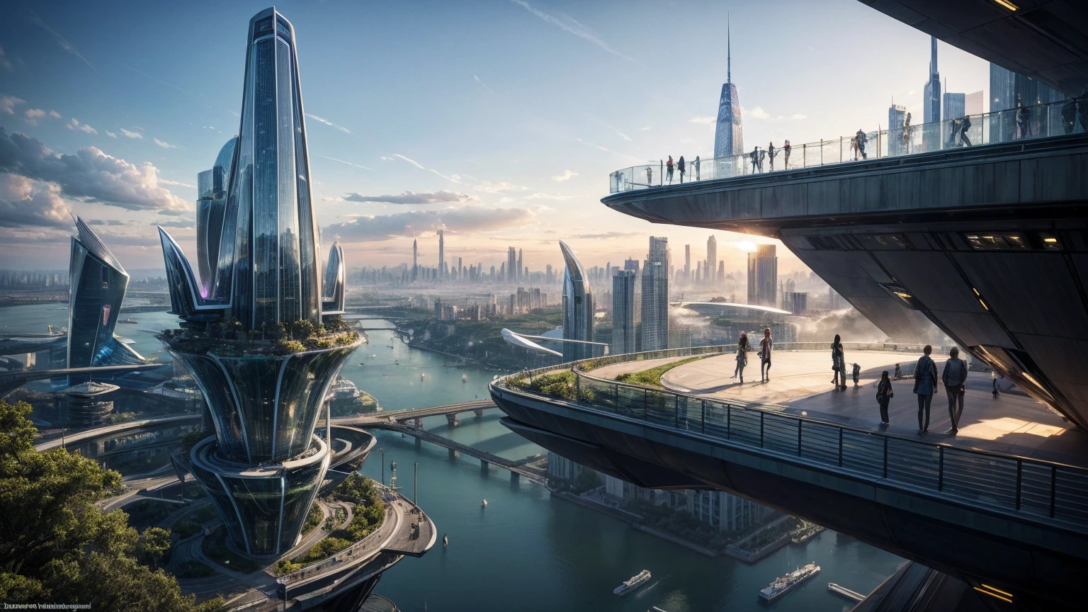 (Best quality,4K,8K,A high resolution,Masterpiece:1.2),Ultra-detailed,(Realistic,Photorealistic,photo-realistic:1.37),Futuristic floating city,Futuristic technology,Huge urban high-tech tablet platform,Airship,Floating in the sky,Futuristic city,Small airships around,High-tech hemispherical platform,Colorful lights,Advanced architecture,modernn architecture,skyscrapper,Access the cloud,Scenic beauty,view over city,Impressive design,Blend seamlessly with nature,energetic and vibrant atmosphere,Futuristic transportation system,Parking is suspended,Transparent path,Lush greenery,Sky gardens,cascading waterfalls,Magnificent skyline,reflections on the water,Sparkling river,Architectural innovation,futuristic skyscrapers,Transparent dome,The shape of the building is unusual,Elevated walkway,Impressive skyline,Glowing lights,Futuristic technology,Minimalist design,Scenic spots,Panoramic view,Cloud Piercing Tower,Vibrant colors,epic sunrise,epic sunset,Dazzling light display,magical ambiance,The future city,Urban Utopia,LuxuryLifestyle,Innovative energy,sustainable development,Smart city technology,Advanced infrastructure,Tranquil atmosphere,Nature and technology live in harmony,Awesome cityscape,Unprecedented urban planning,Architecture connects seamlessly with nature,High-tech metropolis,A cutting-edge engineering marvel,The future of urban living,Visionary architectural concept,Energy-efficient buildings,Harmony with the environment,A city floating above the clouds,Utopian dreams become reality,The possibilities are endless,State-of-the-art transportation network,Green energy integration,Innovative materials,Impressive holographic display,Advanced communication system,Breathtaking aerial view,Quiet and peaceful environment,Modernist aesthetics,Ethereal beauty
