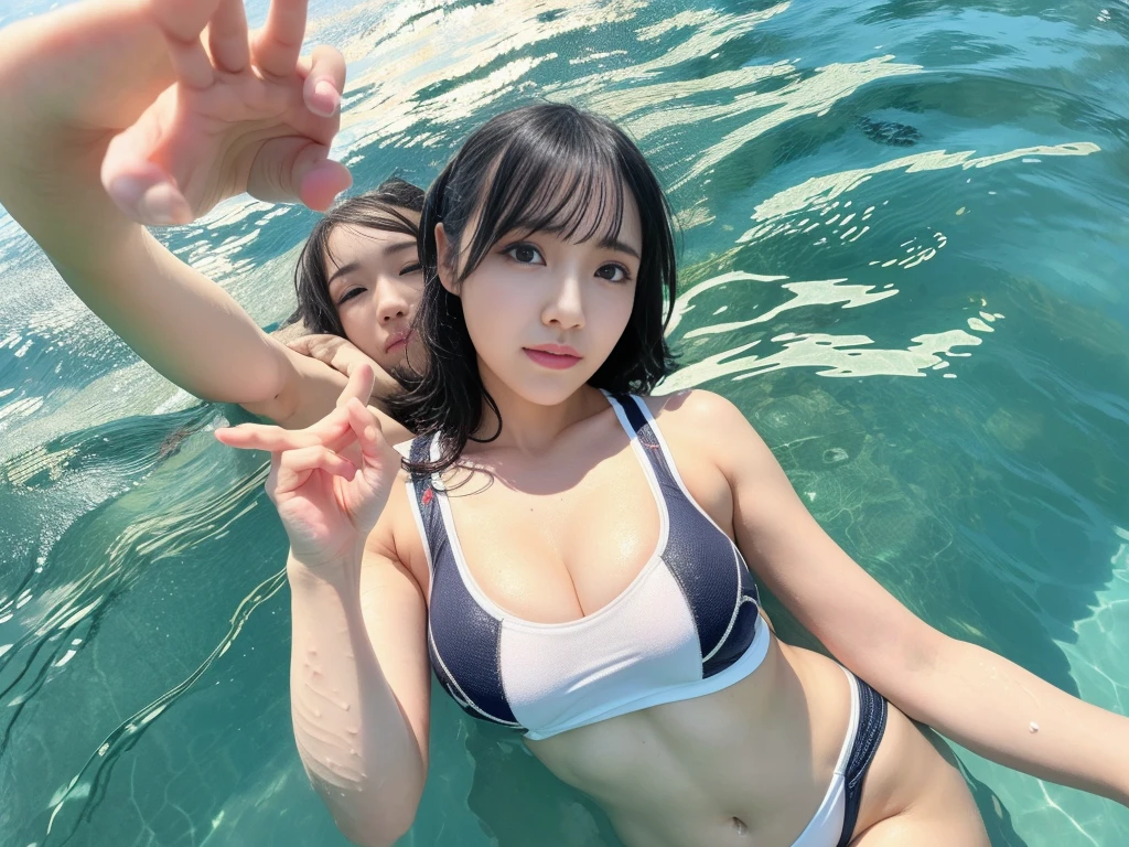 (4K, highest quality), (realistic, photorealistic), (Yakian),
1 girl, solo, upper body, (turning to the viewer),
Perfect hands, looking_at_viewer,
white shirt,
Outdoor, fine face, short hair, (gigantic breasts, cleavage:1.2),(swimming race suit:1.3), (cameltoe),18 years old, Nogizaka idol, actress, Korean idol, gravure idol,place one's arms behind one's back,raise both arms,(aside)