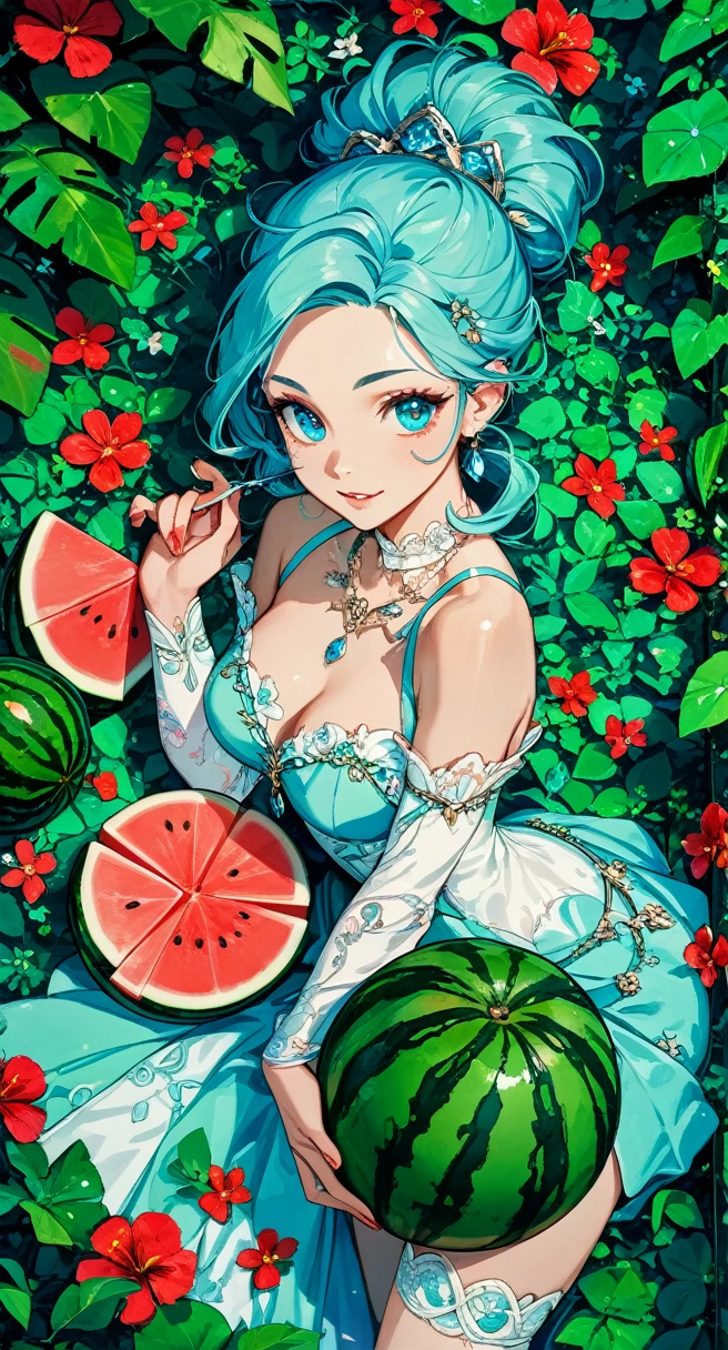 Beautiful girl with watermelon