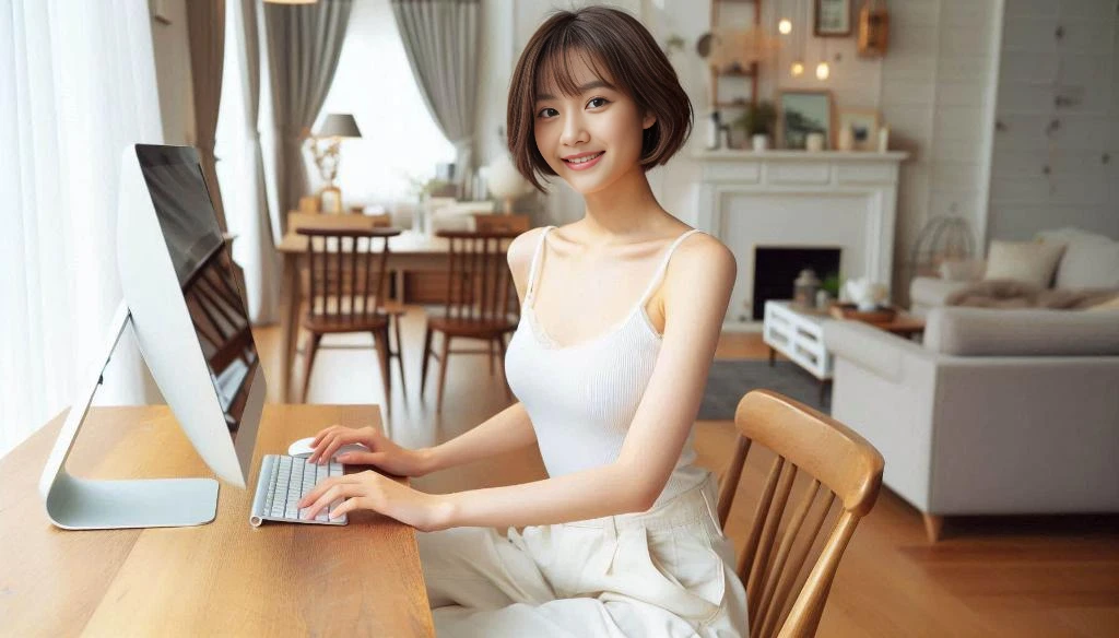 masterpiece, realistic, photorealistic, best quality, beautiful detailed, natural lighting, sharp focus, depth of field, slim body, abs:1.2, cleavage, best quality real texture skin, Detailed beautiful delicate face and eyes, beautiful Japanese young woman, eyes open, looking at viewer, best quality real texture skin, Detailed beautiful delicate face and eyes, double eyelid, smile:1.2, white teeth:1.2, very short straight brown hair,