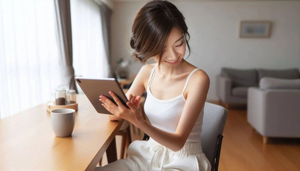 masterpiece, realistic, photorealistic, best quality, beautiful detailed, natural lighting, sharp focus, depth of field, slim body, abs:1.2, cleavage, best quality real texture skin, Detailed beautiful delicate face and eyes, beautiful Japanese young woman, eyes open, looking at viewer, best quality real texture skin, Detailed beautiful delicate face and eyes, double eyelid, smile:1.2, white teeth:1.2, very short straight brown hair,