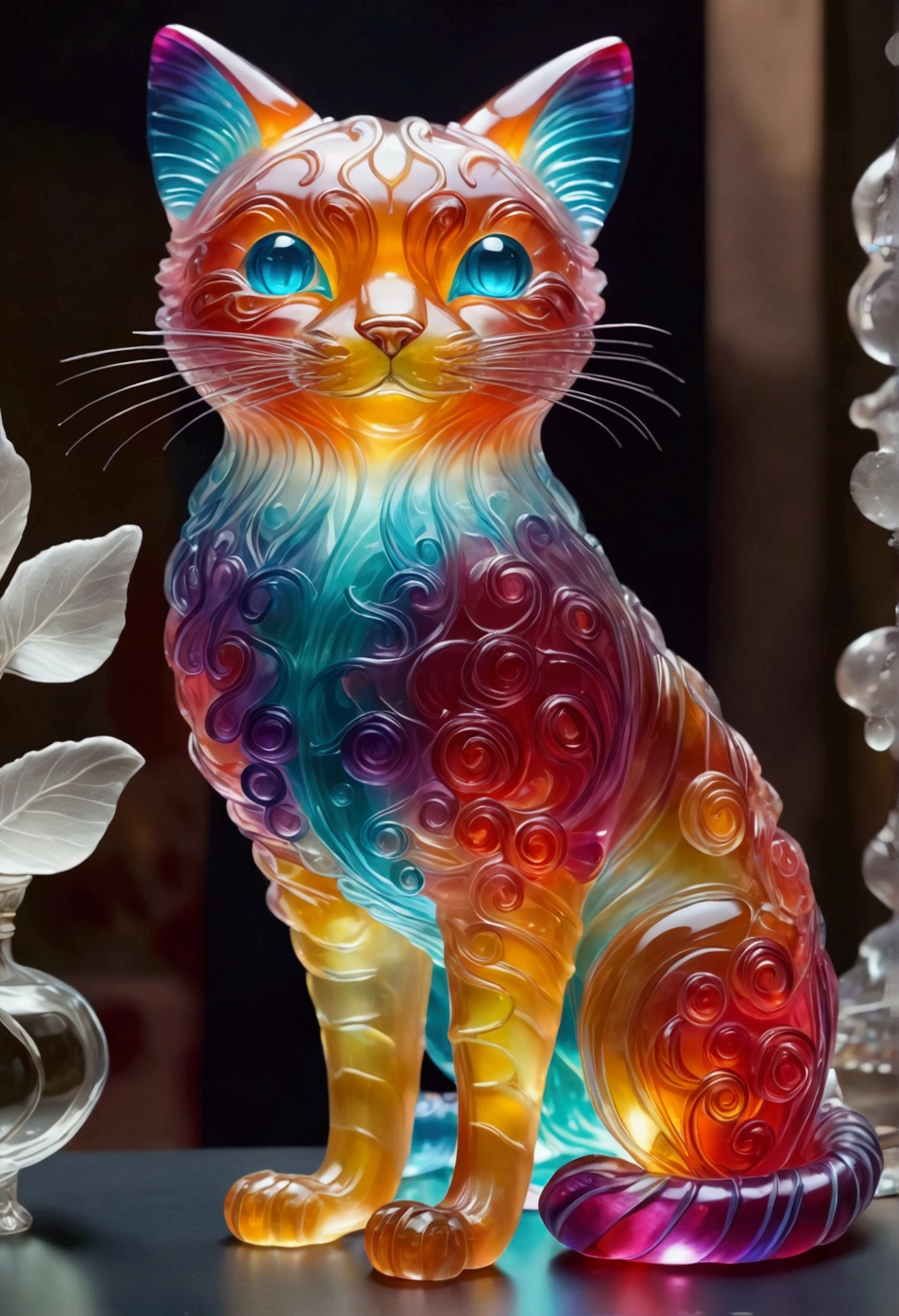 A giant Cat formed from jelly, fantasy elements (((masterpiece))), ((best quality)), ((intricate details)) (8k)