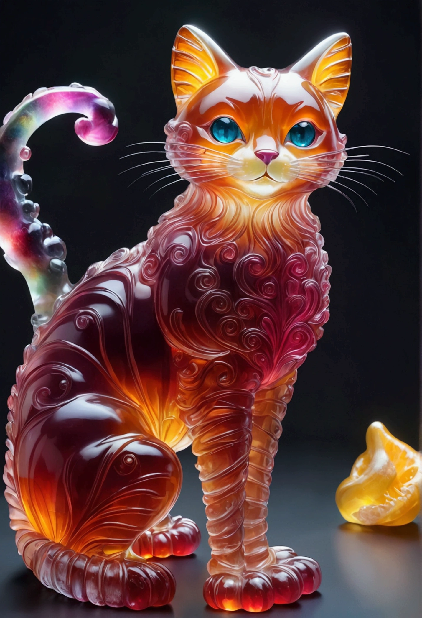 A giant Cat formed from jelly, fantasy elements (((masterpiece))), ((best quality)), ((intricate details)) (8k)