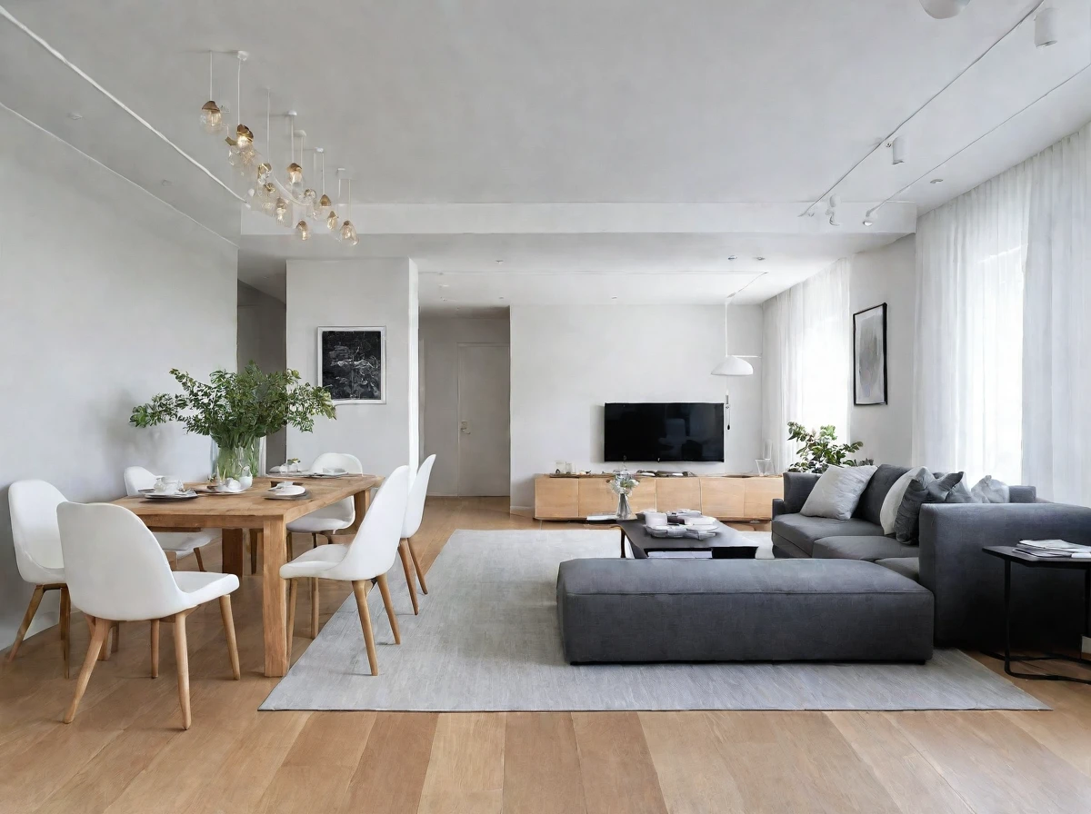 Modern Minimalist,
A Clean lines, functionality, and a focus on negative space define this style, Natural light and uncluttered surfaces create a sense of calm and serenity,
A Neutral palette of white, gray, and black is the foundation, Pops of color can be introduced with artwork, furniture accents, or throw pillows., Consider incorporating natural elements like wood or stone for warmth and texture,