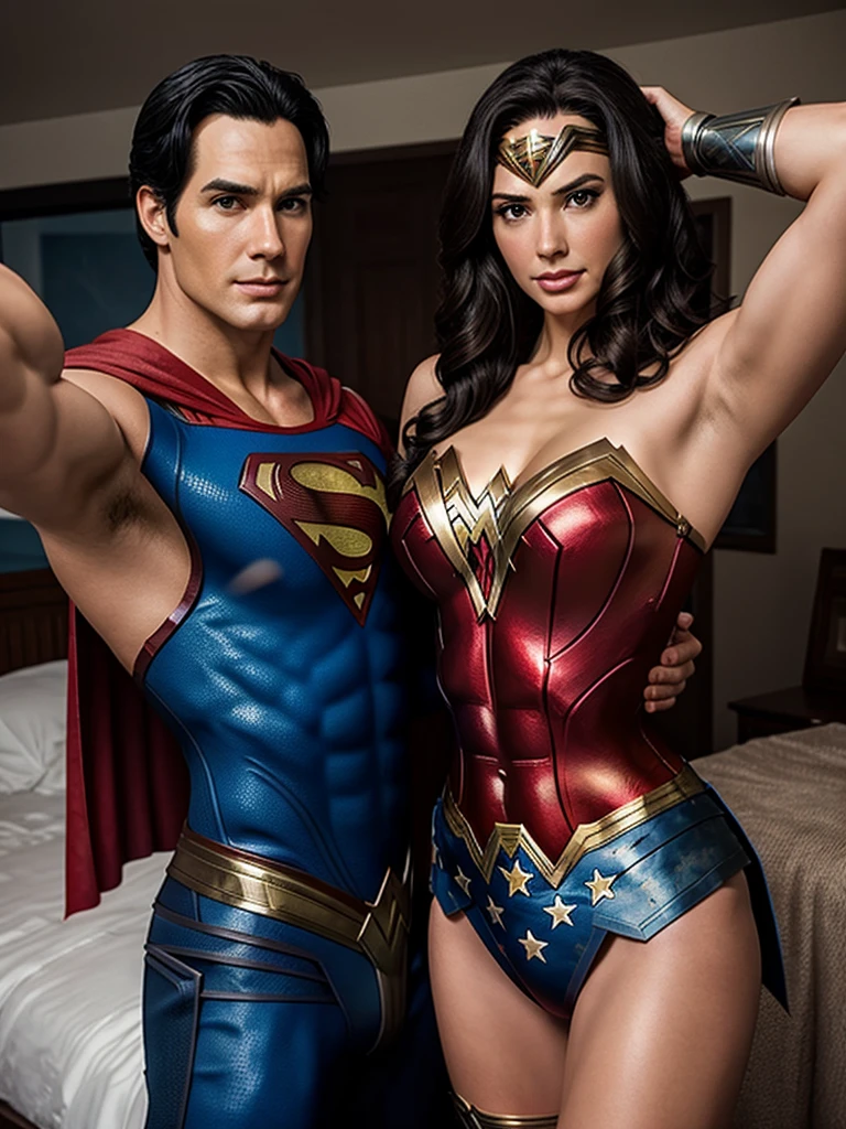 Wonder woman and Superman surprise, realistic