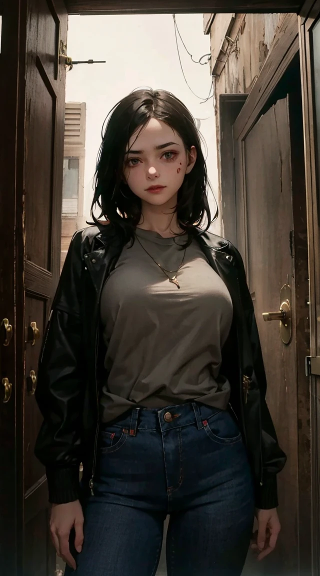 masterpiece, Highest quality, Perfect Face, Highest Resolution, Highest quality,Detailed depiction of the eyes, 1 girl, young, slender body, Short, deep tan skin, slate gray hair, short hair, upturned eyes, Yellow Orange eyes, Perfect Anatomy, steampunk, ribbon choker, Work clothes, steam locomotive, station