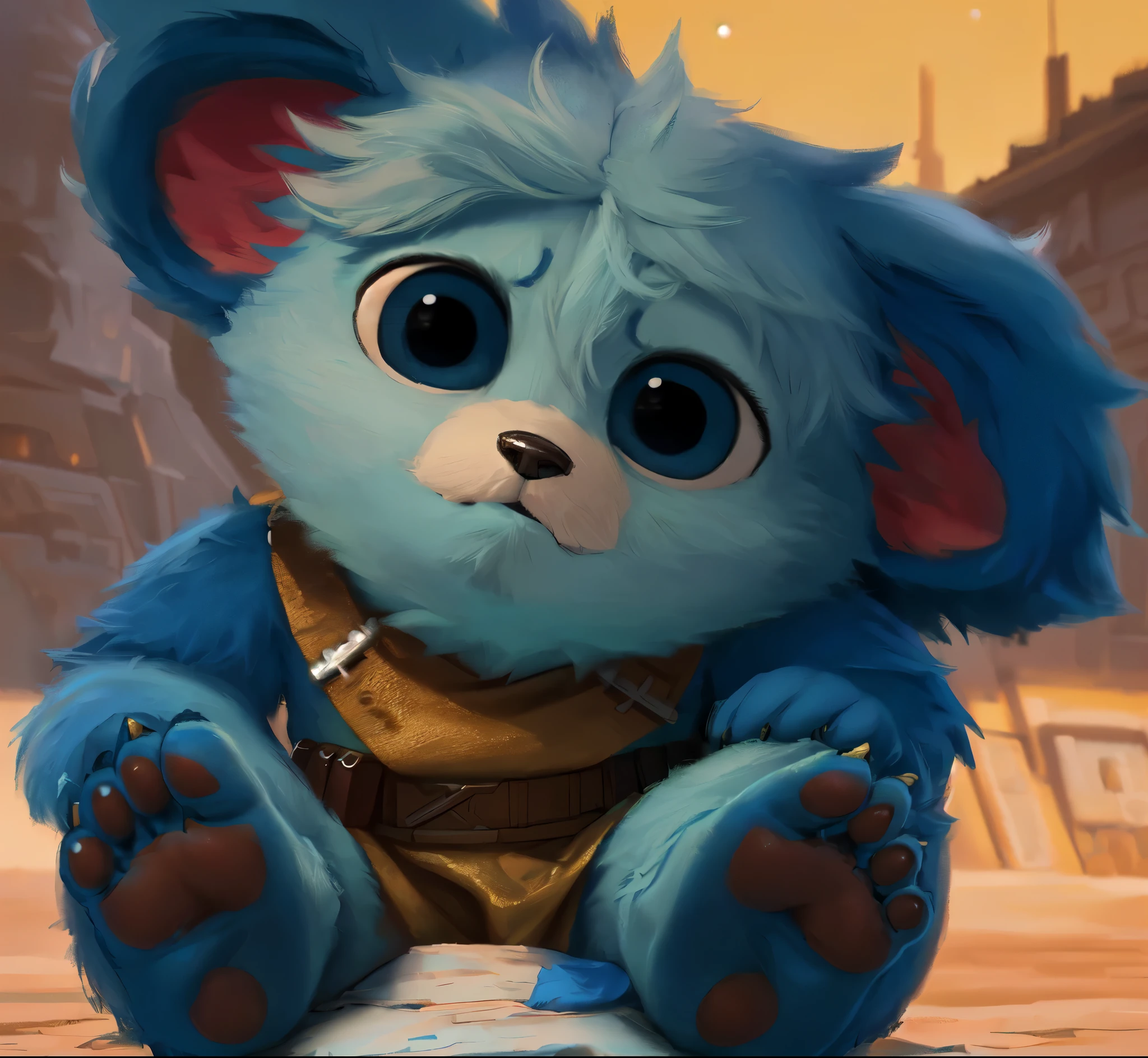 (((Barefoot furry character, full body, cinematic setting, furry male, plantigrade))), star wars Jedi, Nubs Pooba, cute bear-like creature, blue fur
BREAK, detailed background, 8K, (masterpiece:1.5), intricate details, highly detailed, extreme detail, octane render, fine art, best quality, highres, (detailed face:1.5), ((full_body)), UHD, (((perfect hands))), (((perfect feet))), low light