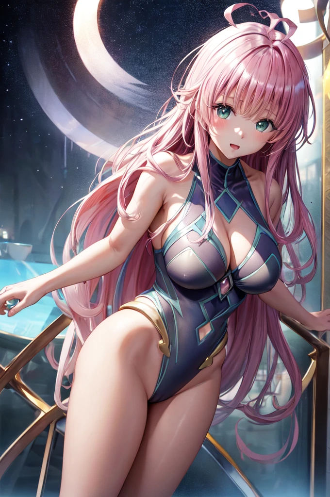 (masterpiece),(Highest quality)、(Very detailed)、(Extremely detailed CG)、(Very delicate),(Perfect lighting),(8K)、(Dynamic Angle)、(Clear images)、Vibrant colors,woman、masterpiece、Highest quality、Written boundary depth、Cinema Lighting、masterpiece、Highest quality、Very detailed、colorful、Vibrant、Large Breasts、Thighs、mature woman、alone、(masterpiece、Highest quality、High resolution、Anime Screen Capture、anime color)、(Perfect Anatomy、Beautiful attention to detail、Beautiful detail body、Beautiful breasts、Shiny)、Sexy mature anime woman standing outside in a swimsuit、((High leg ))、performer、View your audience、side bangs、Pink Hair、The eyes are round、Long Hair、side bangs、Large Breasts、Large Breasts、