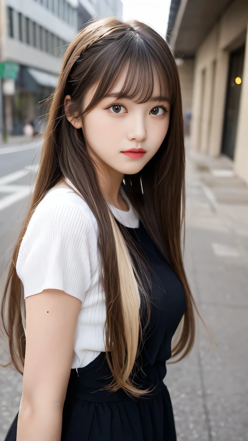 Sexy Big 、Sexy cute looks and cute 15 year old beautiful girl, beautiful and sexy face、A strong wind blows my hair in front of my face、beautiful long blonde French braided hair、beautiful, Cute and sexy eyes hidden behind long bangs