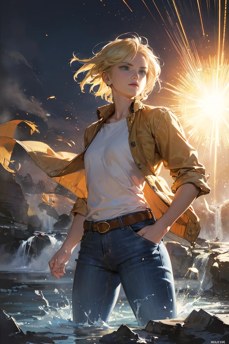 125
(a 20 yo woman,Art Works), (A hyper-realistic), (high-level image quality), ((beautiful hairstyle 46)), ((short-hair:1.46)), (Gentle smile), (breasted:1.1), (lipsticks), (florals), (Luxurious room), (Depth of field is deep), (a Dog:1.46)　(​masterpiece, top-quality, Official art:1.2)Look at viewericro bikini, tiger and girl, Tiger painting}A flash of light runs, Colorful water levitation(2D:1.5), (8k, RAW photo, best quality, masterpiece:1.2), RanmaChan, RanmaRedShirt, (SFW)Similar arts John Buscema(((1 rapariga, fluffy, denim jackets, White blouses, jeans, key money, Loire, short-haired, bobhair, Parting hair to the side, blue eyes))), (((blonde  hair))), dynamicposes, Manga style , Depict a group of characters in different action scenes, from intense battles to joyous moments, with dramatic lines of speed and bold sound effects, capturing the excitement and energy of the story, palm laser beams, Attack forward with the palm of your hand, Yellowstone Park, Grand Canyon,