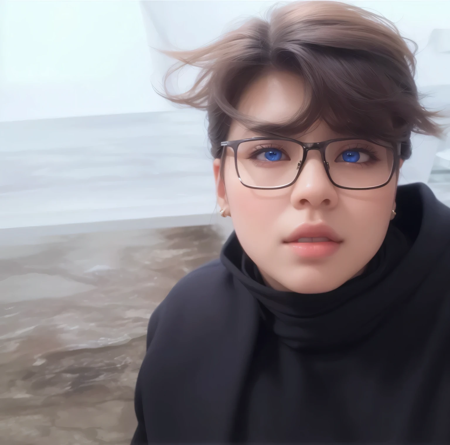 Beautiful big breastokeh), indoors, detailed luxury living room, gentle and charming beautiful goddess, Korean(kpop-idol), solo, necklace, oval face, double eyelids, smart, good hands, good feet, Natural, (from below angle), (glossy skin:1.05), ((low angle)), Perfect figure, (64k, UHD, RAW photo, best quality, masterpiece:1.4), (realistic, photo-realistic:1.37), ultra high res, photon mapping, radiosity, physically-based rendering, professional soft lighting, blue eyes, purpel hair, tattoo