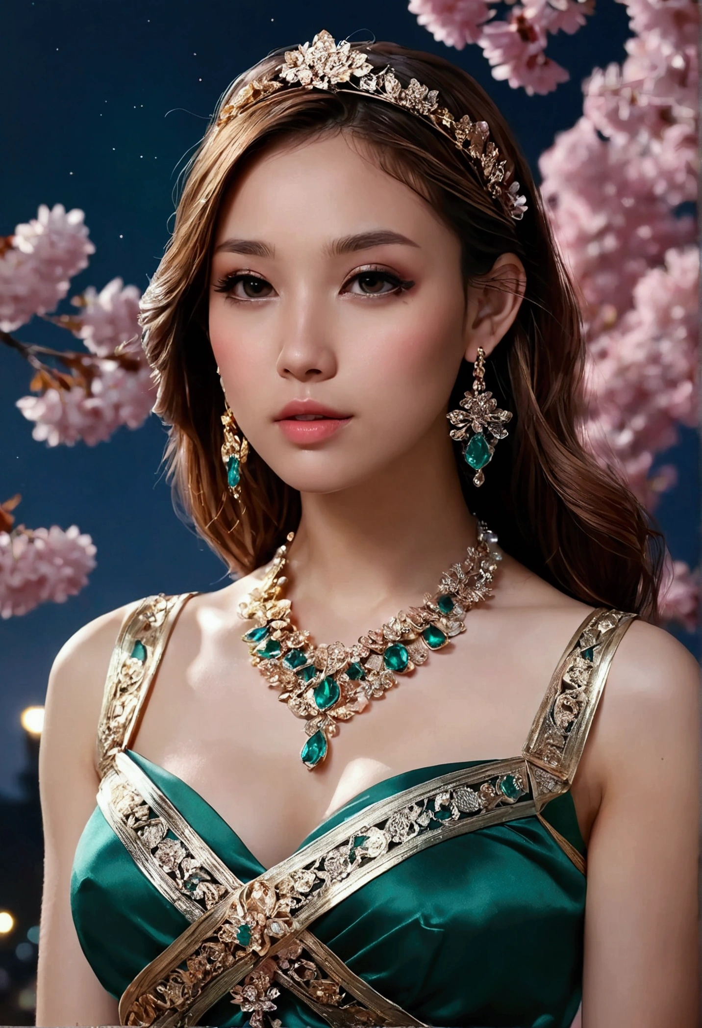 (,1girl, pov,best quality,masterpiece,  ) ,(((,night,  cherry blossoms, )))     ultra realistic 8k cg, flawless, clean, masterpiece, professional artwork, famous artwork, cinematic lighting, cinematic bloom, perfect face, beautiful face, fantasy, dreamlike, unreal, science fiction, luxury, jewelry, diamond, gold, pearl, gem, sapphire, ruby, emerald, intricate detail, delicate pattern, charming, alluring, seductive, erotic, enchanting, hair ornament, necklace, earrings, bracelet, armlet,halo,autumn leaves,