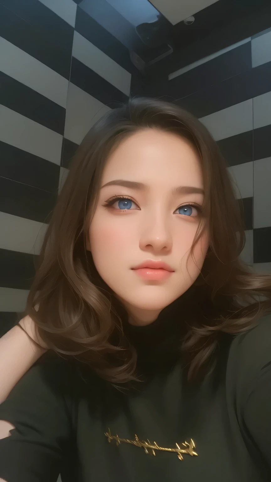 Beautiful big breastokeh), indoors, detailed luxury living room, gentle and charming beautiful goddess, Korean(kpop-idol), solo, necklace, oval face, double eyelids, smart, good hands, good feet, Natural, (from below angle), (glossy skin:1.05), ((low angle)), Perfect figure, (64k, UHD, RAW photo, best quality, masterpiece:1.4), (realistic, photo-realistic:1.37), ultra high res, photon mapping, radiosity, physically-based rendering, professional soft lighting, blue eyes, purpel hair, tattoo
