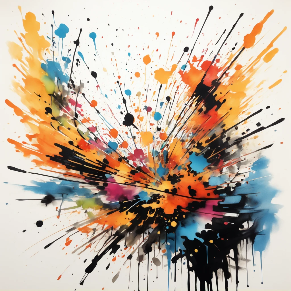 vectorial art, With lots of colorful underdog illustrations, At the center, swirly vibrant colors,graffiti art,ink spatter,Wild and unbridled,rich and colorful,visual impact,Super detailed modern aesthetic,