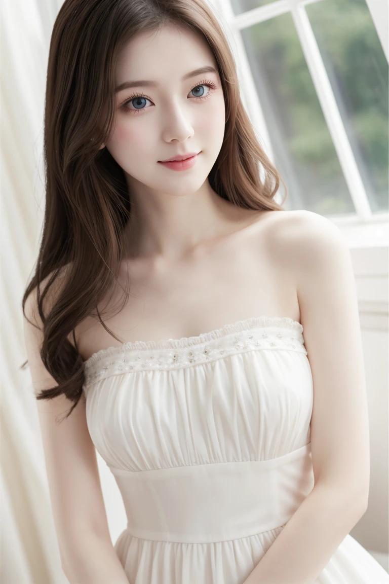 woman、Pale skin、beautiful、cute、White dress