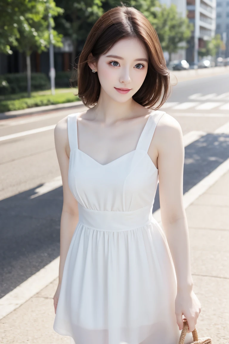woman、Pale skin、beautiful、cute、White dress