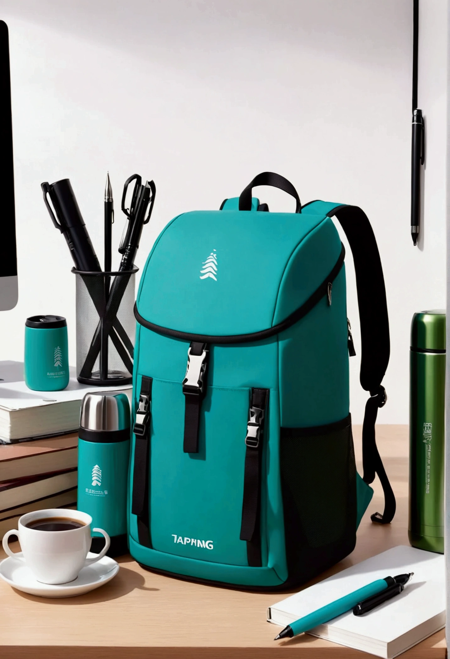 Cultural creative design，Taiping Life Insurance Company，grinding machine，Thermos Cup，Pen记本，Pen，Backpack，blue，green，Minimalism现代设计，technology，Simple，Minimalism，

