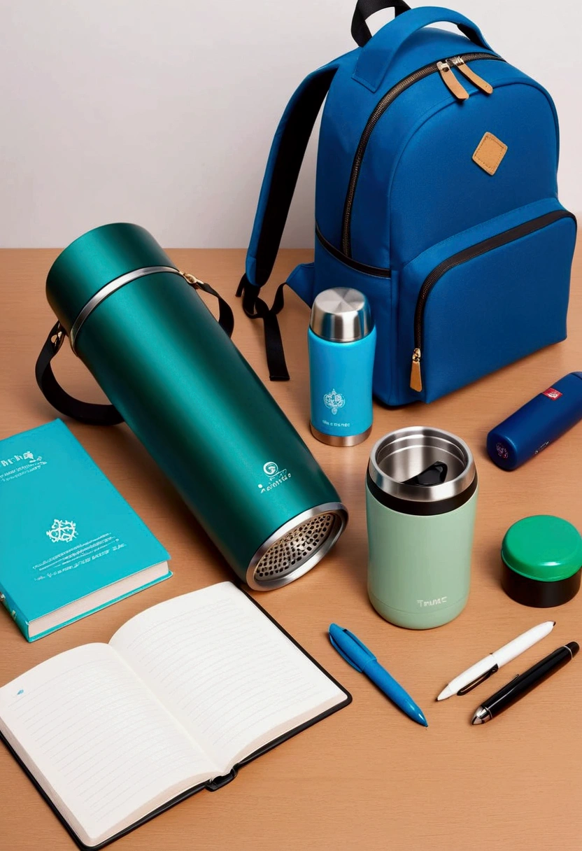 Cultural creative design，Taiping Life Insurance Company，grinding machine，Thermos Cup，Pen记本，Pen，Backpack，blue，green，Minimalism现代设计，technology，Simple，Minimalism，

