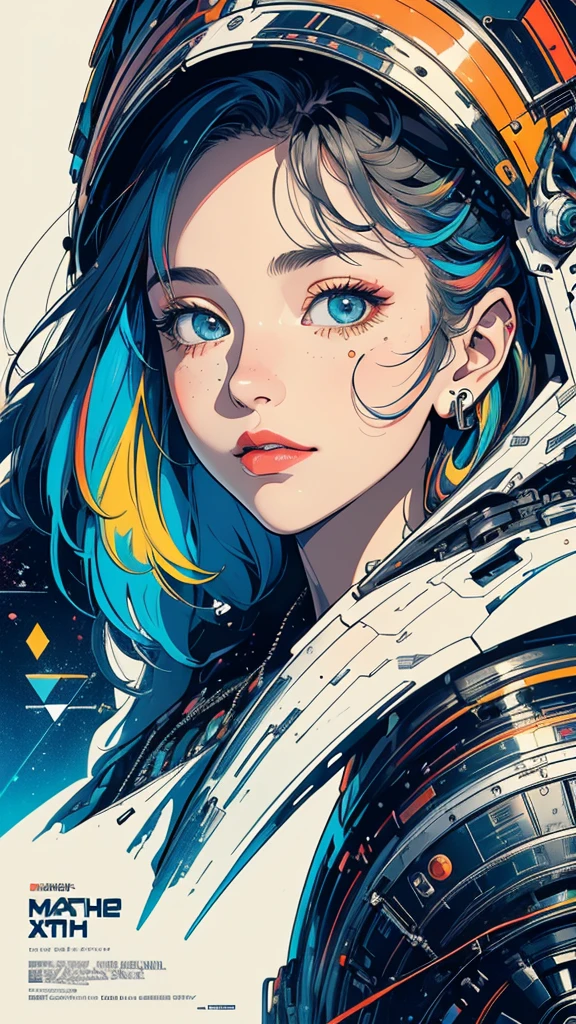 (((masterpiece, highest quality))),(((solo:1.2))),(((1girl:1.2))),32k wallpaper, very detailed, poster, vintage science fiction,(((((geometric cinematic movie poster))))), (bauhaus), shape,(((abstract))),(mid century modern),movie poster,(((((portfolio))))),(((((Close-up))))),(((((bust up))))),((((more various angle)))),(((highlight))),Vast landscape,((((heterochromia)))),(((complete. detailed face))),(((Extremely talented))),(((most complecated machine))),Colorful color scheme