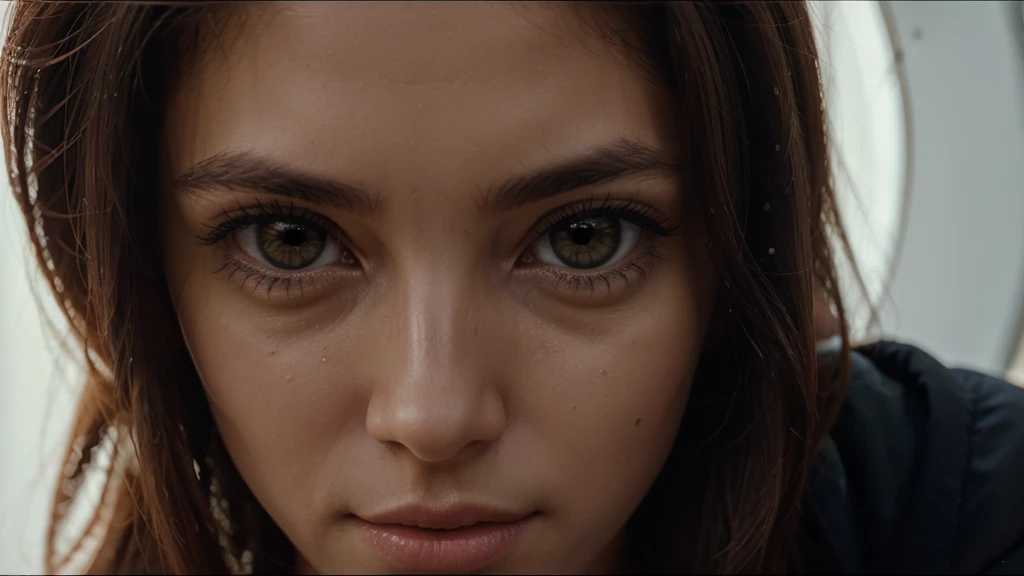 create an image for Infinite Zoom Music Video Script: "Keep Your Eyes Open" Opening Scene [0:00-0:10] Visuals: Start with a close-up of an eye, slowly zooming into the pupil. Action: As the zoom begins, the eye subtly blinks once, inviting the viewer in. Effect: The pupil morphs into a tunnel of light, beginning the infinite zoom effect.