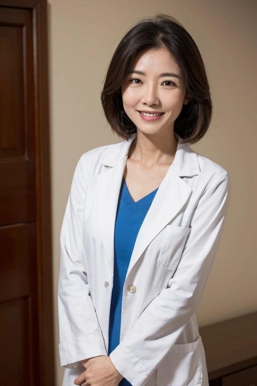 Smiling female doctor in her late 50s