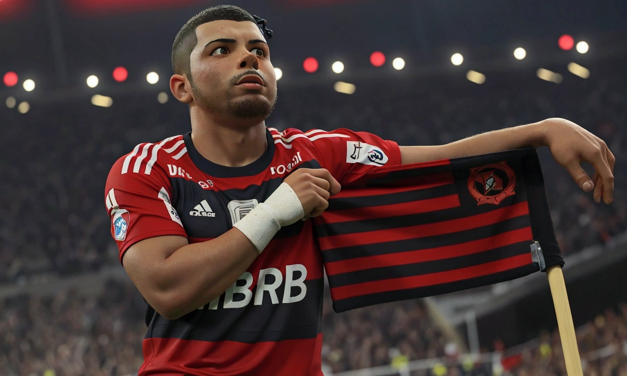 sharpened man holding a red and black flag in front of a crowd, mohamed reda, ronaldo luis nazario da lima, Ronaldo Nazario, edu souza, Ronaldo Nazario fenomeno, ronaldo luis nazario de lima, luis melo, caio santos, inspired by Antônio Parreiras, inspired by Samuel Silva