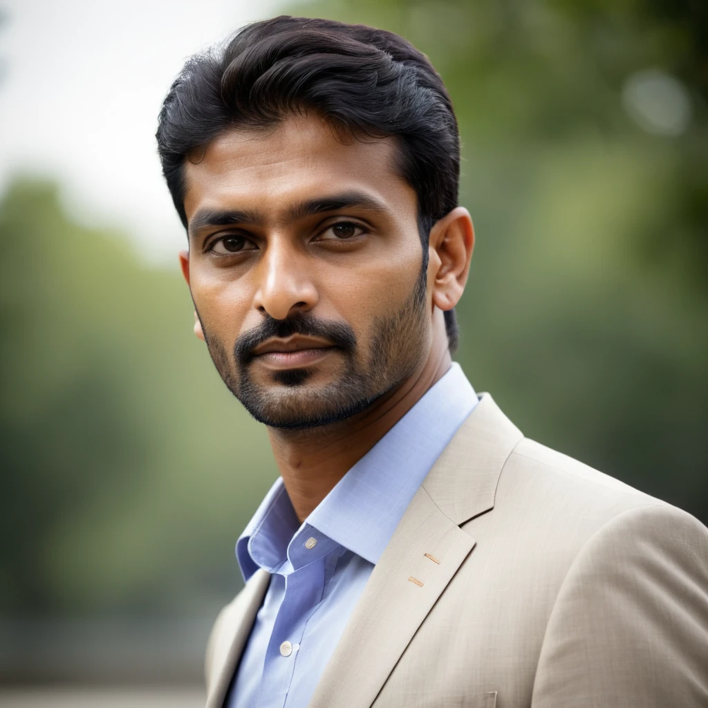 indian business man, side view, Looking at camera