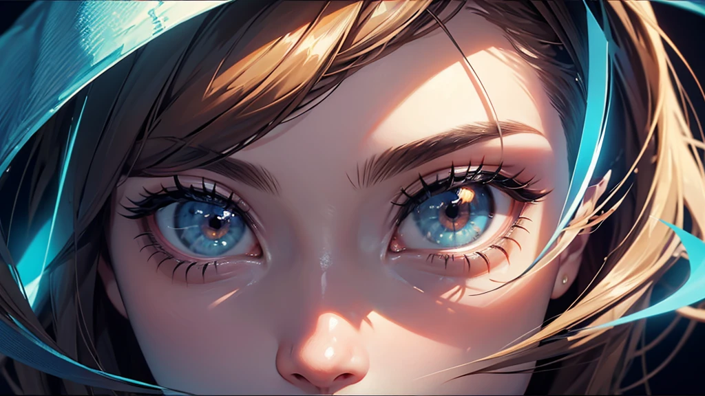 create an image for Infinite Zoom Music Video Script: "Keep Your Eyes Open" Opening Scene [0:00-0:10] Visuals: Start with a close-up of an eye, slowly zooming into the pupil. Action: As the zoom begins, the eye subtly blinks once, inviting the viewer in. Effect: The pupil morphs into a tunnel of light, beginning the infinite zoom effect.