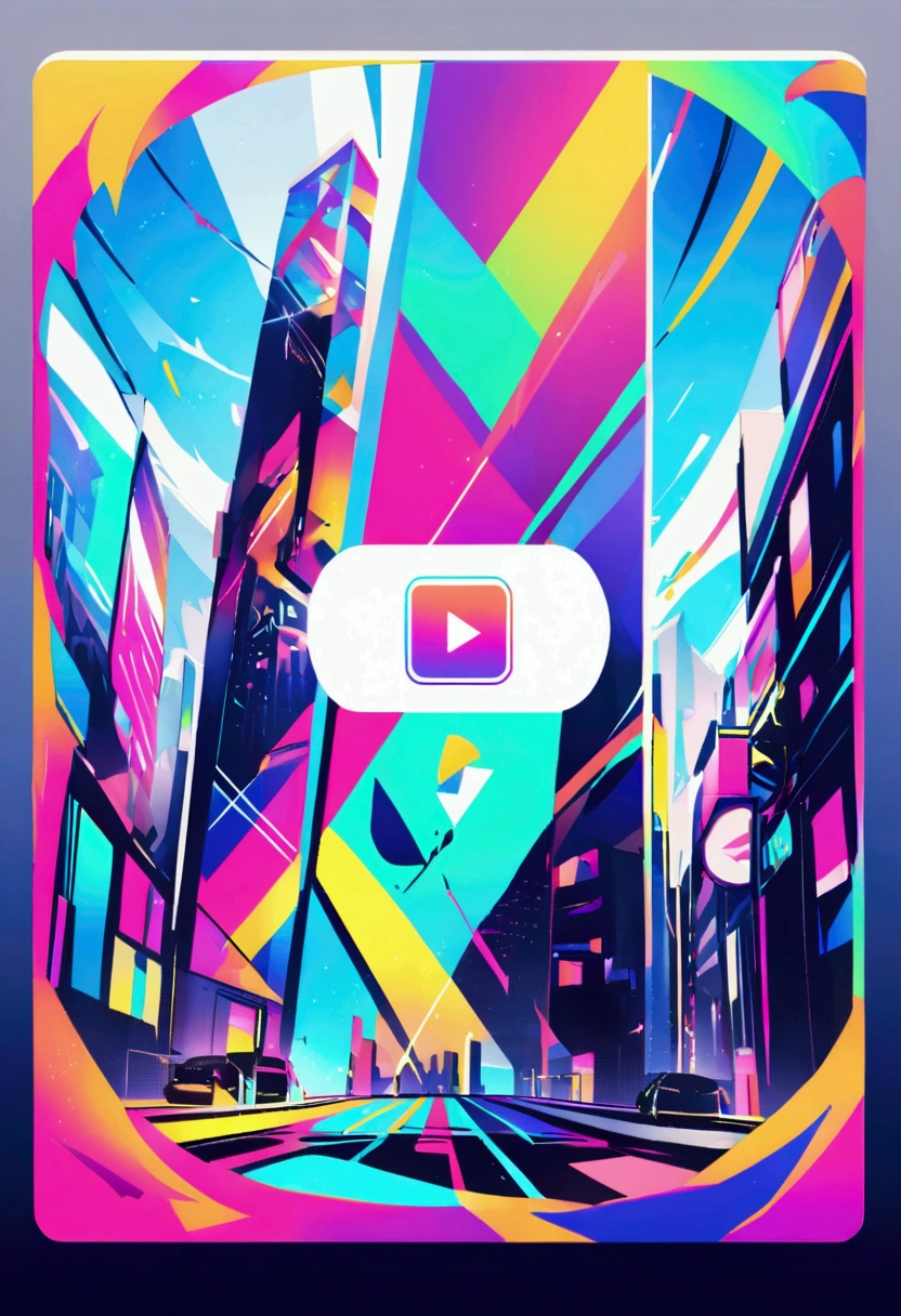 Short Drama APP logo,Modern and sleek design,Bright color combination,Minimalist style,Bold and clear typography,Attractive and vibrant elements,scroll icon,Play button symbol,Urban Background,Vibrant and youthful atmosphere