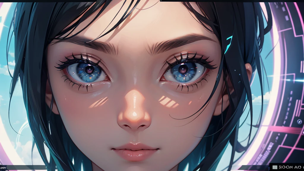 create an image for Infinite Zoom Music Video Script: "Keep Your Eyes Open" Opening Scene [0:00-0:10] Visuals: Start with a close-up of an eye, slowly zooming into the pupil. Action: As the zoom begins, the eye subtly blinks once, inviting the viewer in. Effect: The pupil morphs into a tunnel of light, beginning the infinite zoom effect.